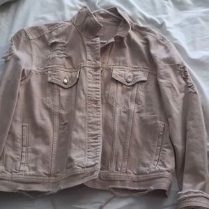 Pink Destressed Jean Jacket